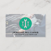 整備士レンチ付きエンジンの操作 名刺 (正面)