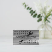 整備士レンチ |自動サービス |メタリック 名刺 (スタンド正面)