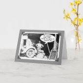 整備士ワークショップ、ヴィンテージ、古い車と整備士 カード (黄色い花)