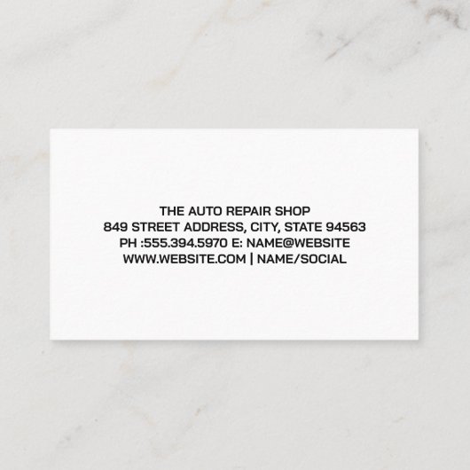 整備士保持レンチ | 自動修復の修正ロゴ 名刺 (裏面)