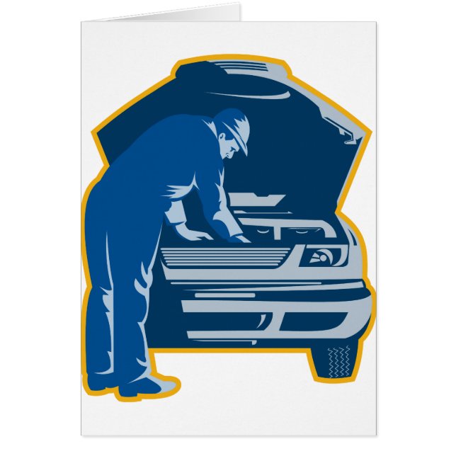 整備士修理固定車の自動車 (正面)