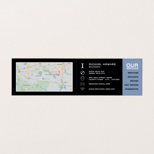 整備士写真、自動整備士と修理、詳細 名刺 (内部フラット)