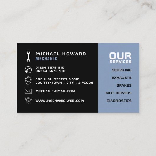 整備士写真、自動整備士&修理 名刺 (裏面)