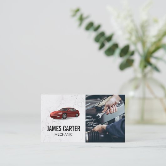 整備士固定 | 車のロゴ 名刺 (スタンド正面)