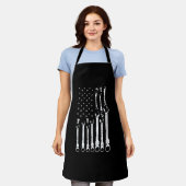 整備士国旗アメリカ愛国旗カー整備士 エプロン (着用した状態)