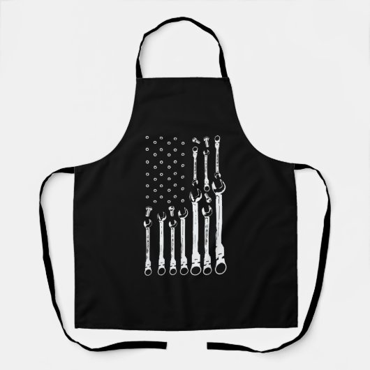 整備士国旗アメリカ愛国旗カー整備士 エプロン (正面)