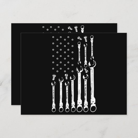 整備士国旗アメリカ愛国旗カー整備士 エンクロージャーカード (正面/裏面)