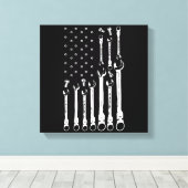 整備士国旗アメリカ愛国旗カー整備士 キャンバスプリント (インサイチュ (ウッドフロア))