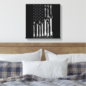 整備士国旗アメリカ愛国旗カー整備士 キャンバスプリント (インサイチュ (寝室))