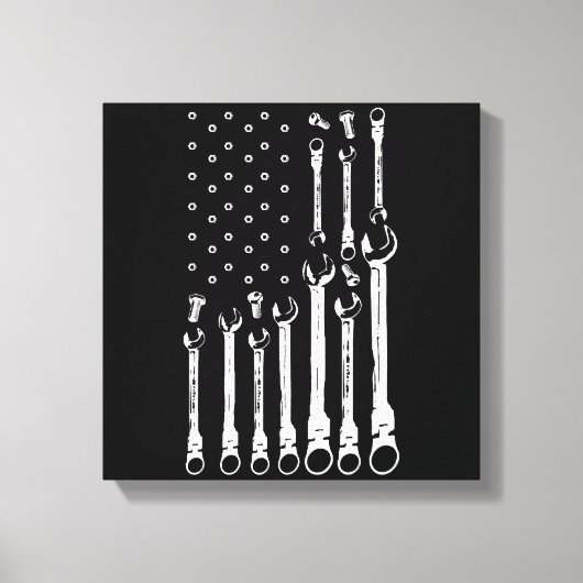 整備士国旗アメリカ愛国旗カー整備士 キャンバスプリント (正面)