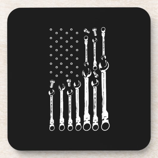 整備士国旗アメリカ愛国旗カー整備士 コースター (正面)