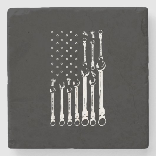 整備士国旗アメリカ愛国旗カー整備士 ストーンコースター (正面)