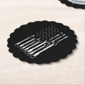 整備士国旗アメリカ愛国旗カー整備士 ペーパーコースター (アングル)