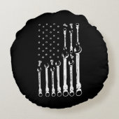 整備士国旗アメリカ愛国旗カー整備士 ラウンドクッション (裏面)