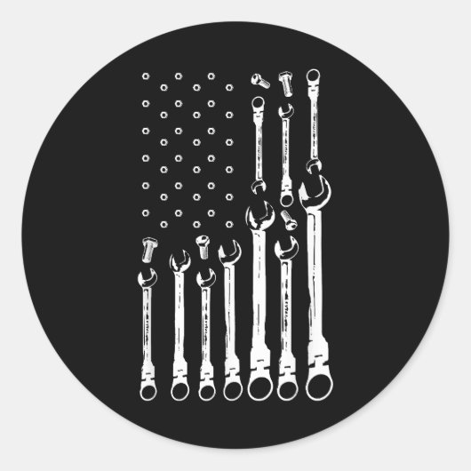 整備士国旗アメリカ愛国旗カー整備士 ラウンドシール (正面)