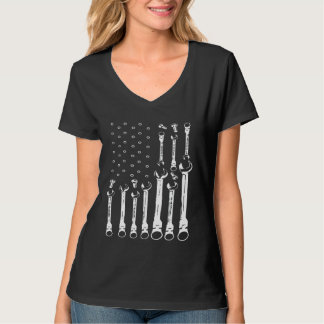 整備士国旗愛国的整備士アメリカ国旗 Tシャツ