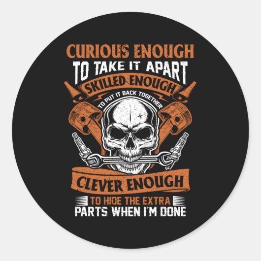 整備士好奇心旺盛で賢い車の固定 ラウンドシール (正面)