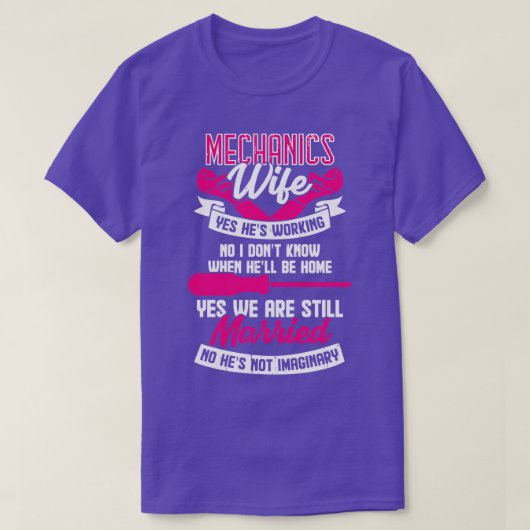 整備士妻結婚したカップルの贈り物 Tシャツ (デザイン正面)