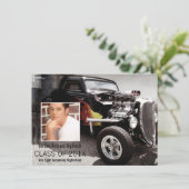 整備士学生のV8の紋章の写真の卒業生 案内状 (スタンド正面)