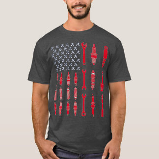 整備士愛国的整備士アメリカ国旗 Tシャツ