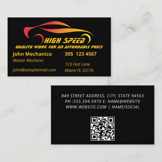 整備士整備金属修理サービス 名刺 (正面/裏面)