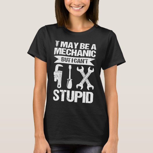 整備士文字パパ冗談パン Tシャツ (正面)