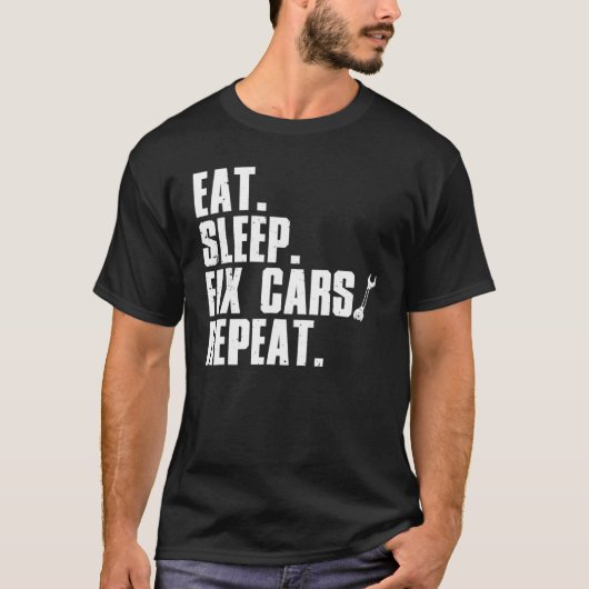 整備士男性へパパ自動車車庫 Tシャツ (正面)
