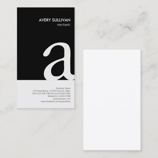 整備士白黒モノグラム名刺 名刺 (正面/裏面)