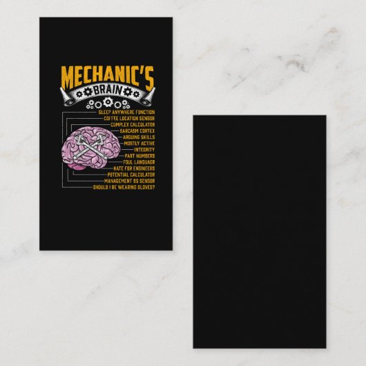 整備士脳ワーおもしろいクショップガレージホビイスト 名刺 (正面/裏面)