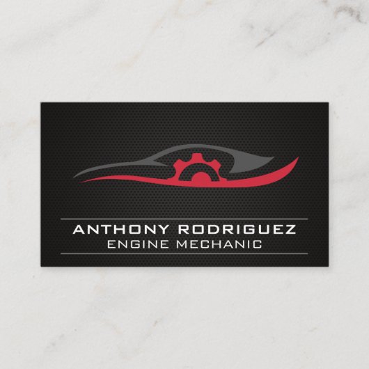 整備士自動修復ロゴ | 炭素繊維 名刺 (正面)