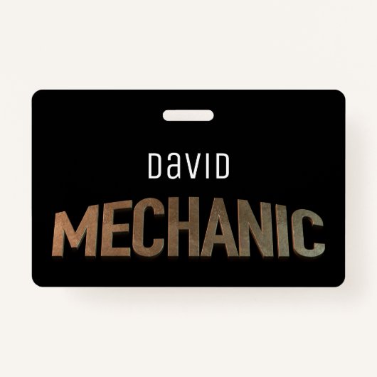 整備士自動修理金属タイポグラフィ バッジ (正面)