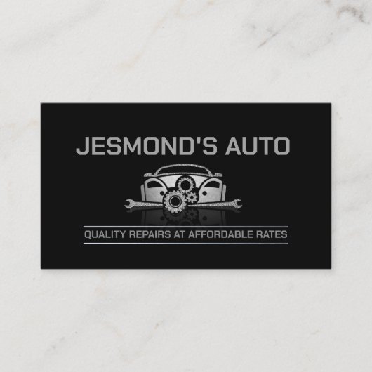 整備士自動修理金属車と工具 名刺 (正面)
