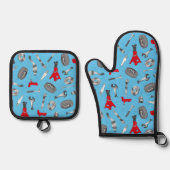 整備士自動技術者おもしろい カラフル 鍋つかみ&鍋敷きセット (正面)