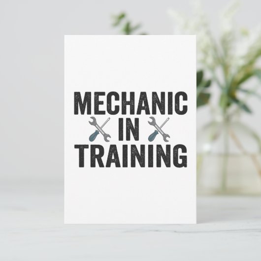 整備士自動車修理業者のギフトのトレーニング サンキューカード (スタンド正面)