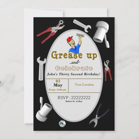 整備士誕生日 招待状 (正面)