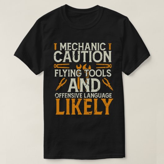 整備士警告メッセージおもしろい自動 Tシャツ (デザイン正面)