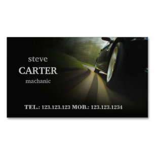 整備士車のな車の黒の車輪カード マグネット名刺