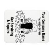 整備士車の修理の漫画 マグネット (横)