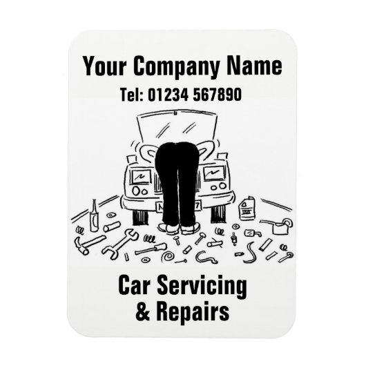 整備士車の修理の漫画 マグネット (縦)