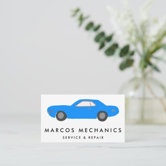 整備士車クラシック車自動修理カスタム 名刺 (スタンド正面)