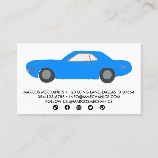 整備士車クラシック車自動修理カスタム 名刺 (裏面)