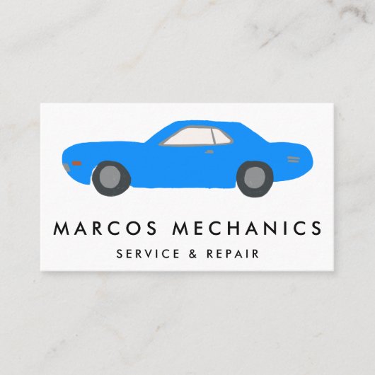 整備士車クラシック車自動修理カスタム 名刺 (正面)