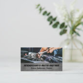 整備士車自動修理エンジンQRコード 名刺 (スタンド正面)