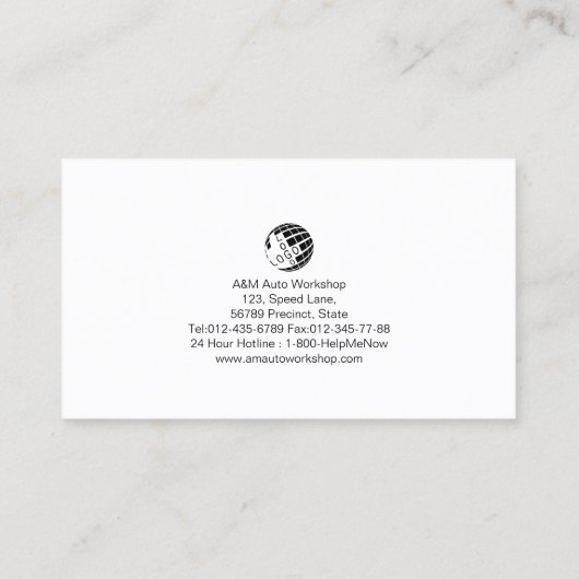 整備士車自動補修ピストンギア 名刺 (裏面)