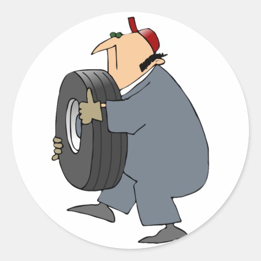 整備士運のタイヤ貼り付け ラウンドシール (正面)