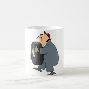 整備士運のAタイヤマグ コーヒーマグカップ