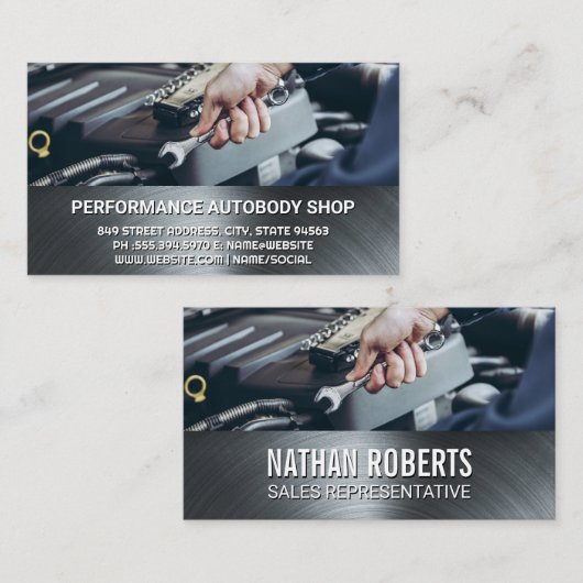 整備士(レンチ付) |メタリック 名刺 (正面/裏面)