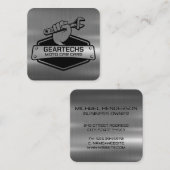 整備士（レンチ付） |金属ブラシ スクエア名刺 (正面/裏面)
