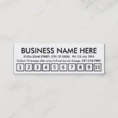 整備士。 ロイヤリティのパンチカード ロイヤリティカード (裏面)