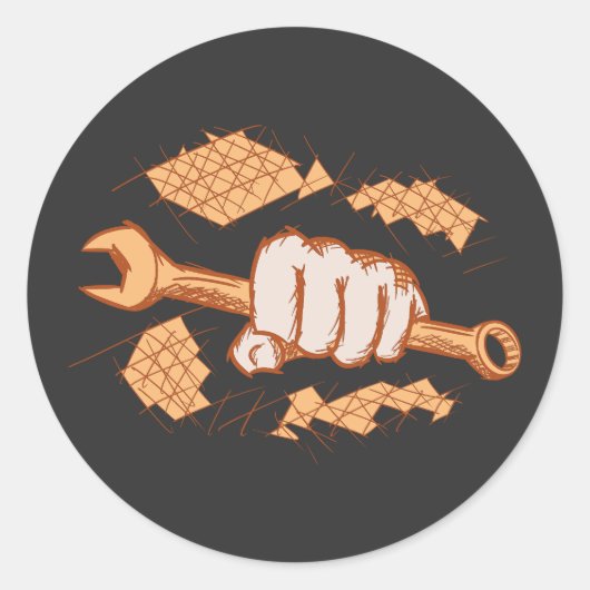 整備士/技術者手/拳のねじレンチ ラウンドシール (正面)